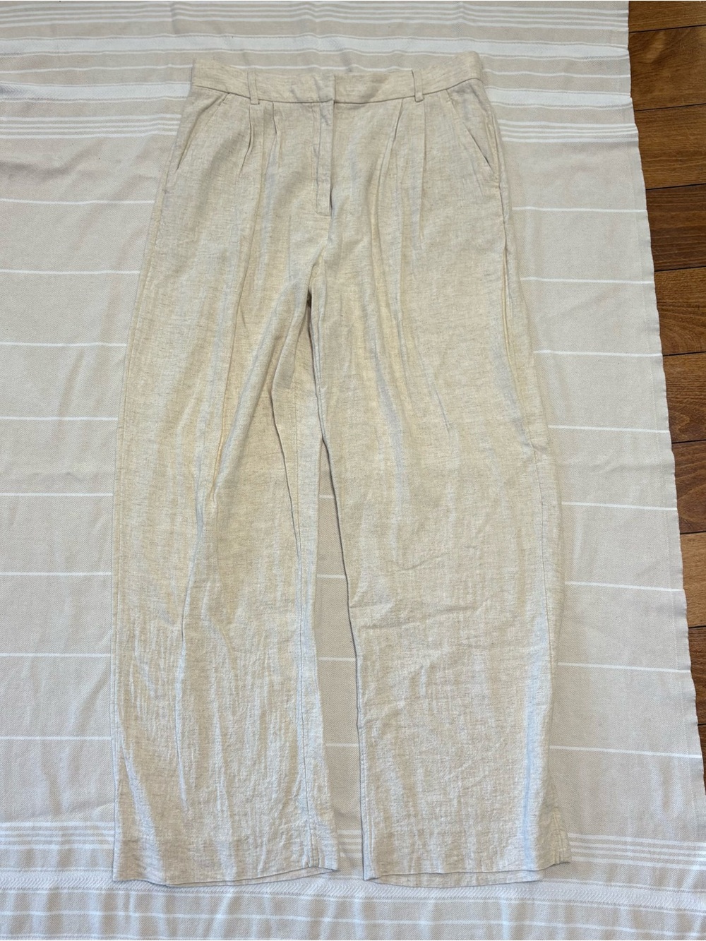 Abercrombie & Fitch Women's Wide-Leg Linen Blend Pants in Light Beige